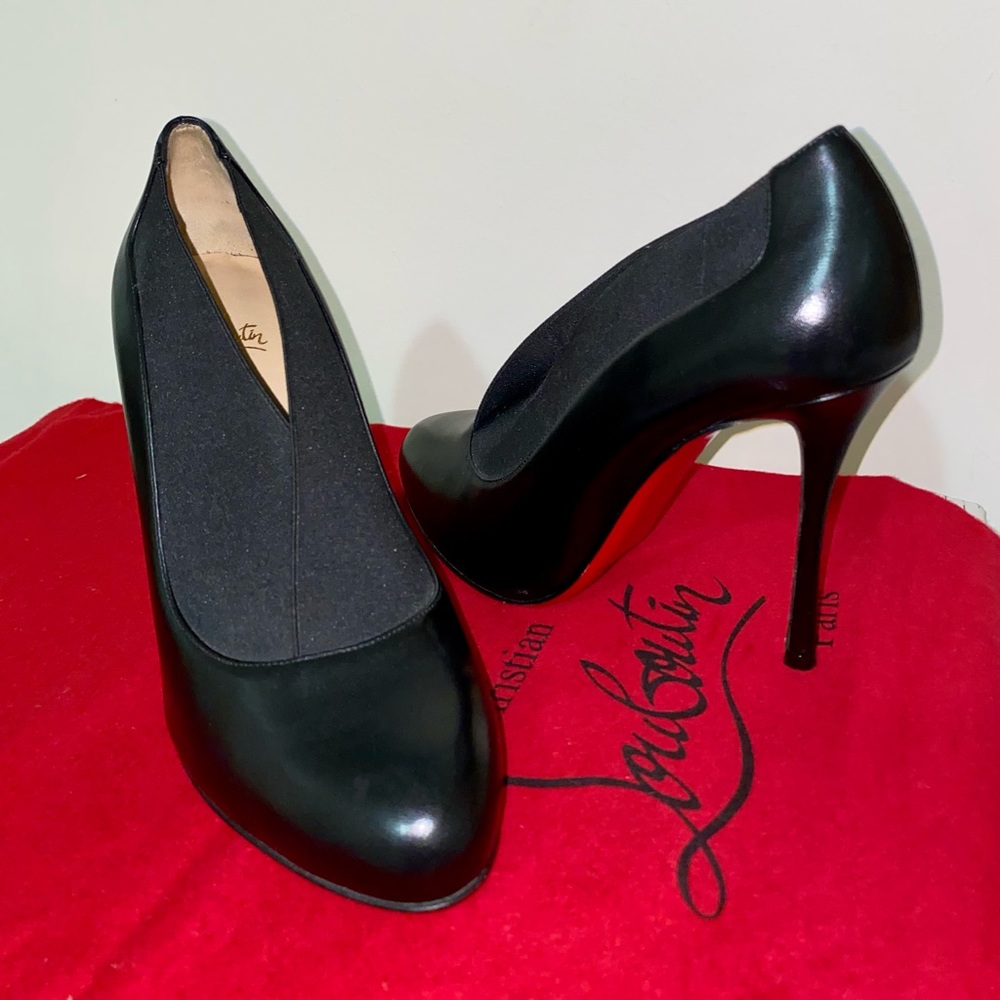 Christian Louboutin Black Leather Booties / Stilettos